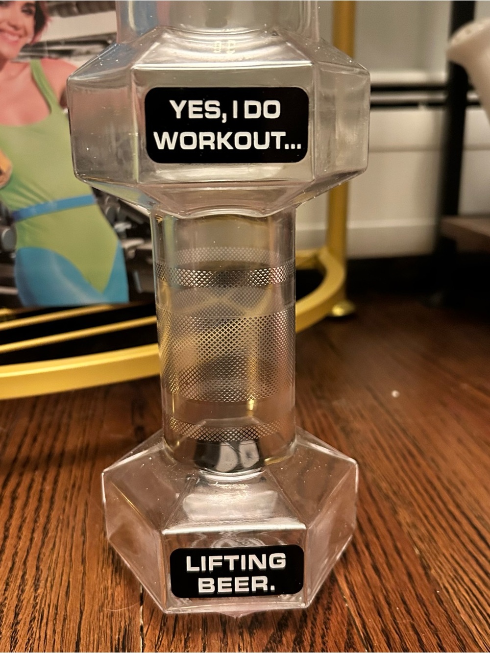 Bigmouth inc humor gift Clear Dumbbell-Shaped Beer Glass - Lifting Beer 24 oz